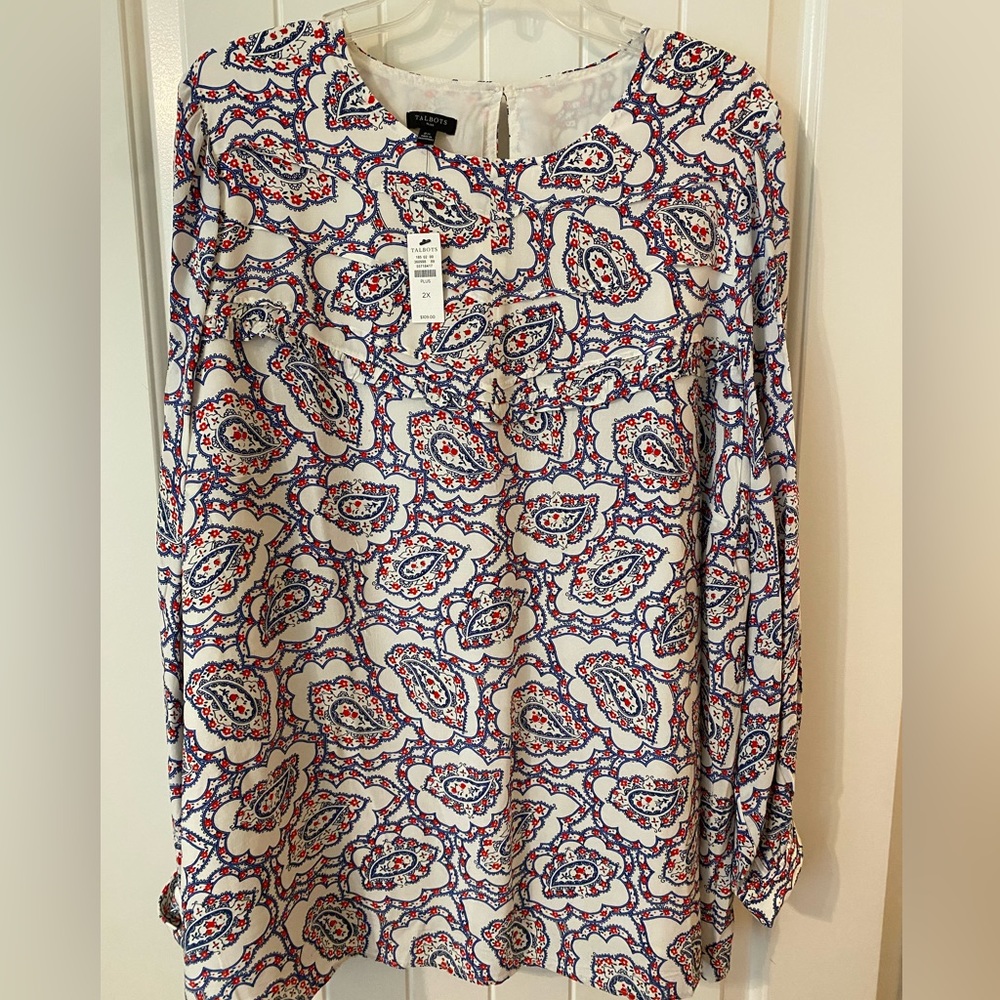 Talbots Paisley Blouse 2X Plus